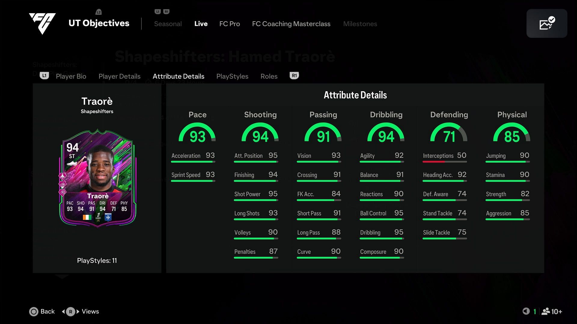 The stats (Image via EA Sports)